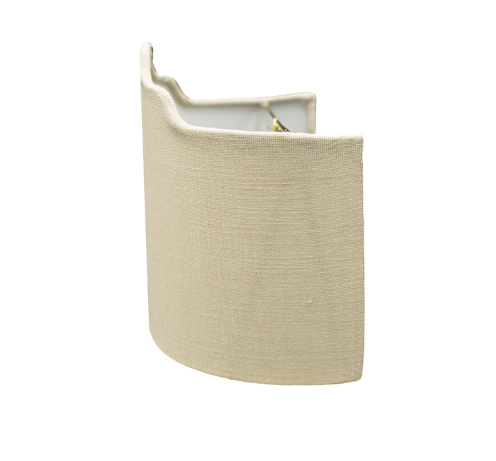 Beige Linen 6 Inch Scalloped Wall Sconce Shield Half Lamp Shade