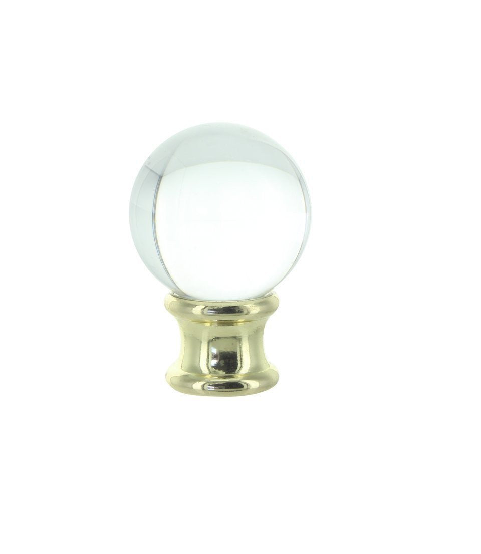 Upgradelights Clear Crystal Orb Finial with Polished Brass Base