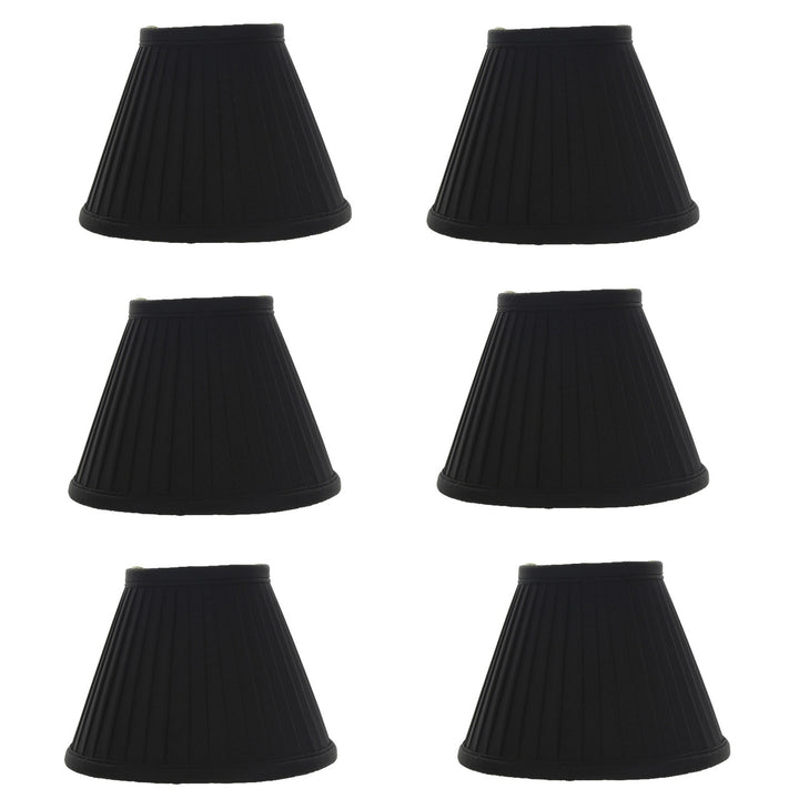 UpgradeLightsÌÎå«Ì´å Silk Side Pleat 5 Inch Black with Gold Chandelier Shade Mini Clip on Set of 6