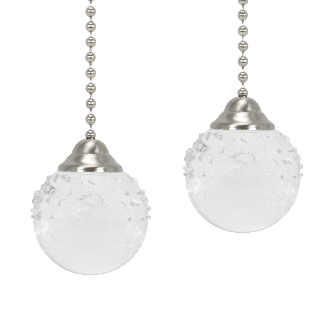UpgradeLightsÌÎå«Ì´å Pair of Brushed Nickel Ceiling Fan Light Pulls Textured Glass Fan Pull Extensions