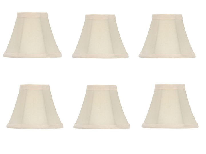 UpgradeLights Set of Six Chandelier Shades 6" Eggshell Silk Mini Shades Lamp Shade
