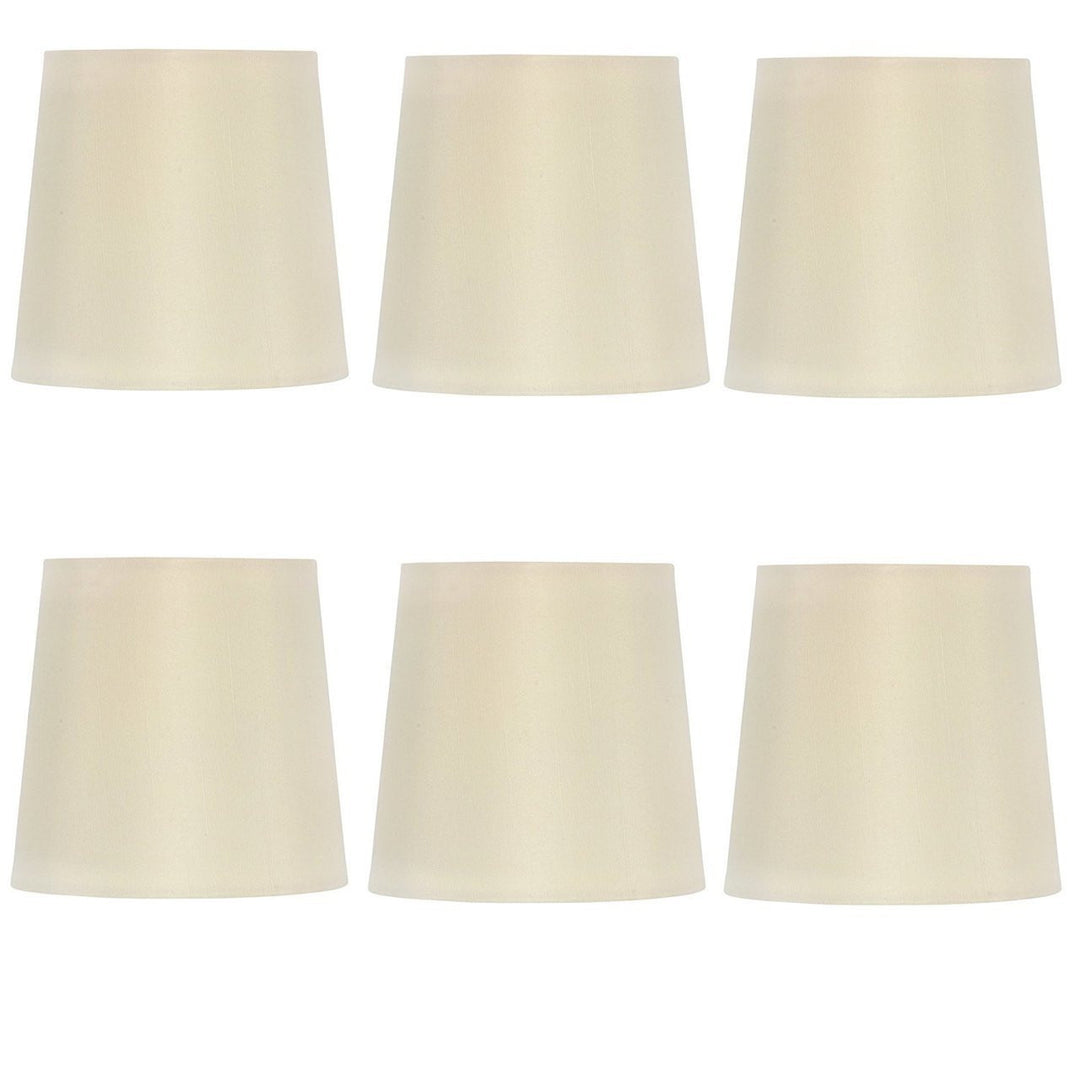 Upgradelights Eggshell Silk 4 Inch Retro Drum Clip On Chandelier Lampshades (Set of 6)