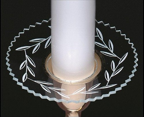 Upgradelights Clear Glass Bobeche with Etched Design Candle Ring Wax Catcher