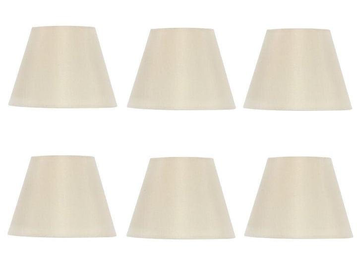 UpgradeLights Set of Six European Drum Style Chandelier Lamp Shade 6 Inch Eggshell Silk Clips Onto Bulb