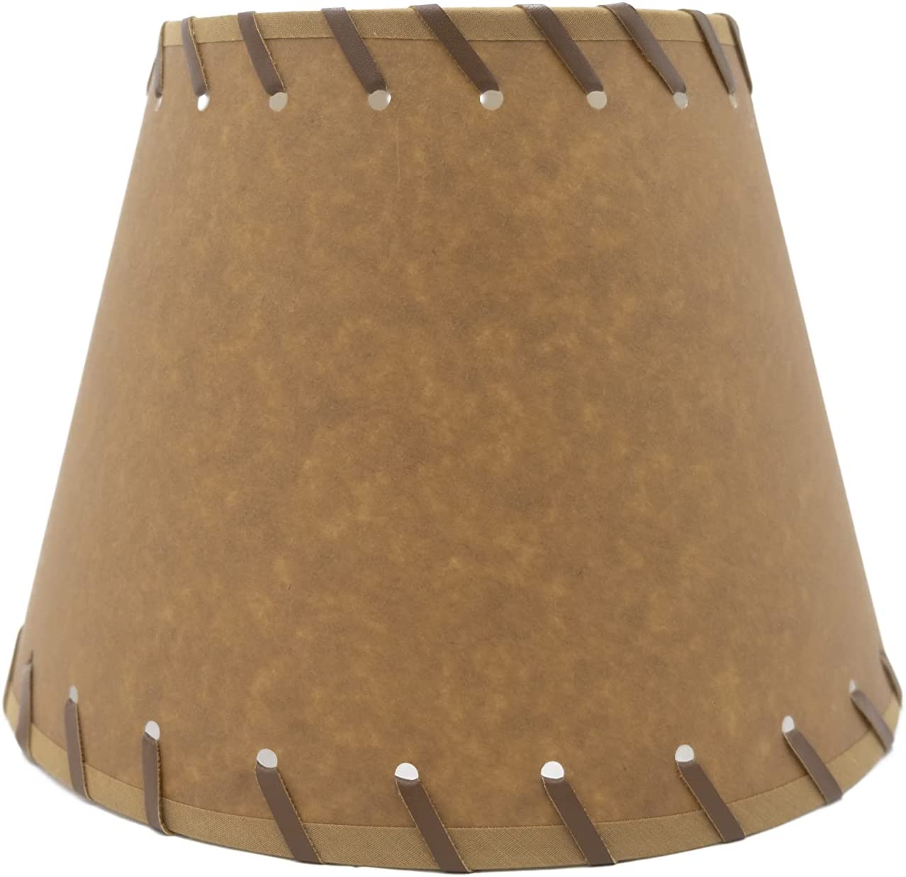 Oiled Parchment Stitched Trim 10 Inch Uno Lamp Shade