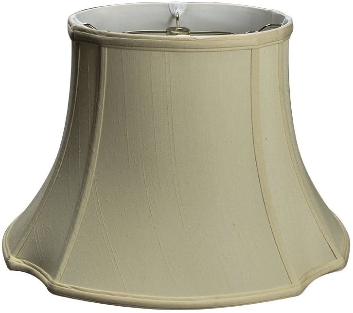 Eggshell Shantung Silk 17 Inch French Oval Lampshade with Matching Harp and Finial