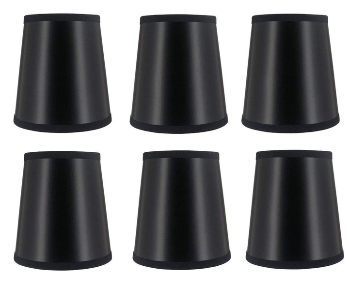 UpgradeLights Black with Gold Interior 4 Inch Barrel Drum Clip On Chandelier Shades (set of 6)