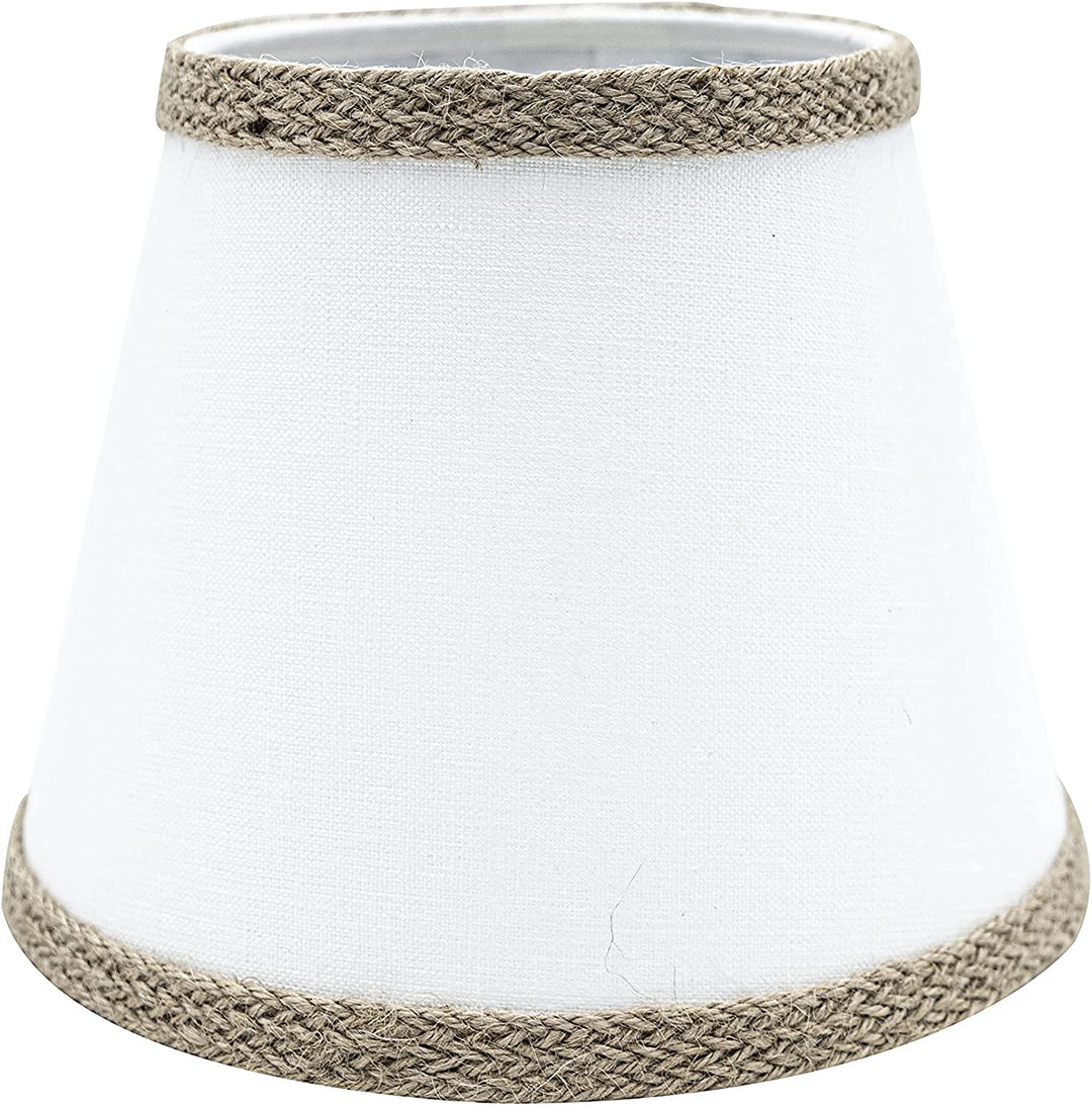 Off White Linen with Braided Burlap Trim 8 inch Clip On Lamp Shade
