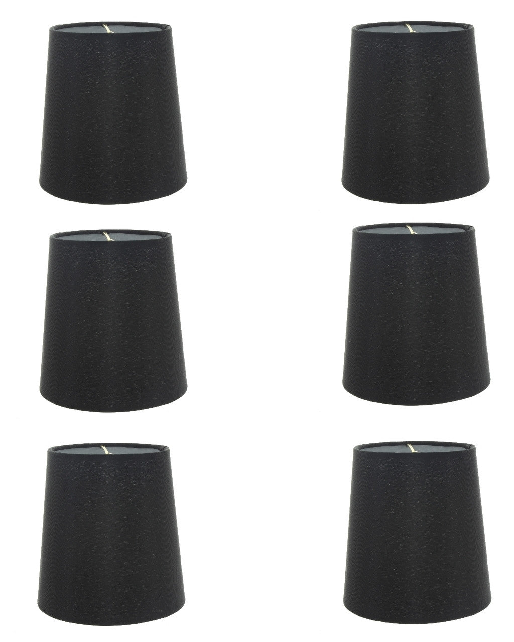 Set of 6 Silk Chandelier Lamp Shades 5 Inch Euro Style Drum Black Silk