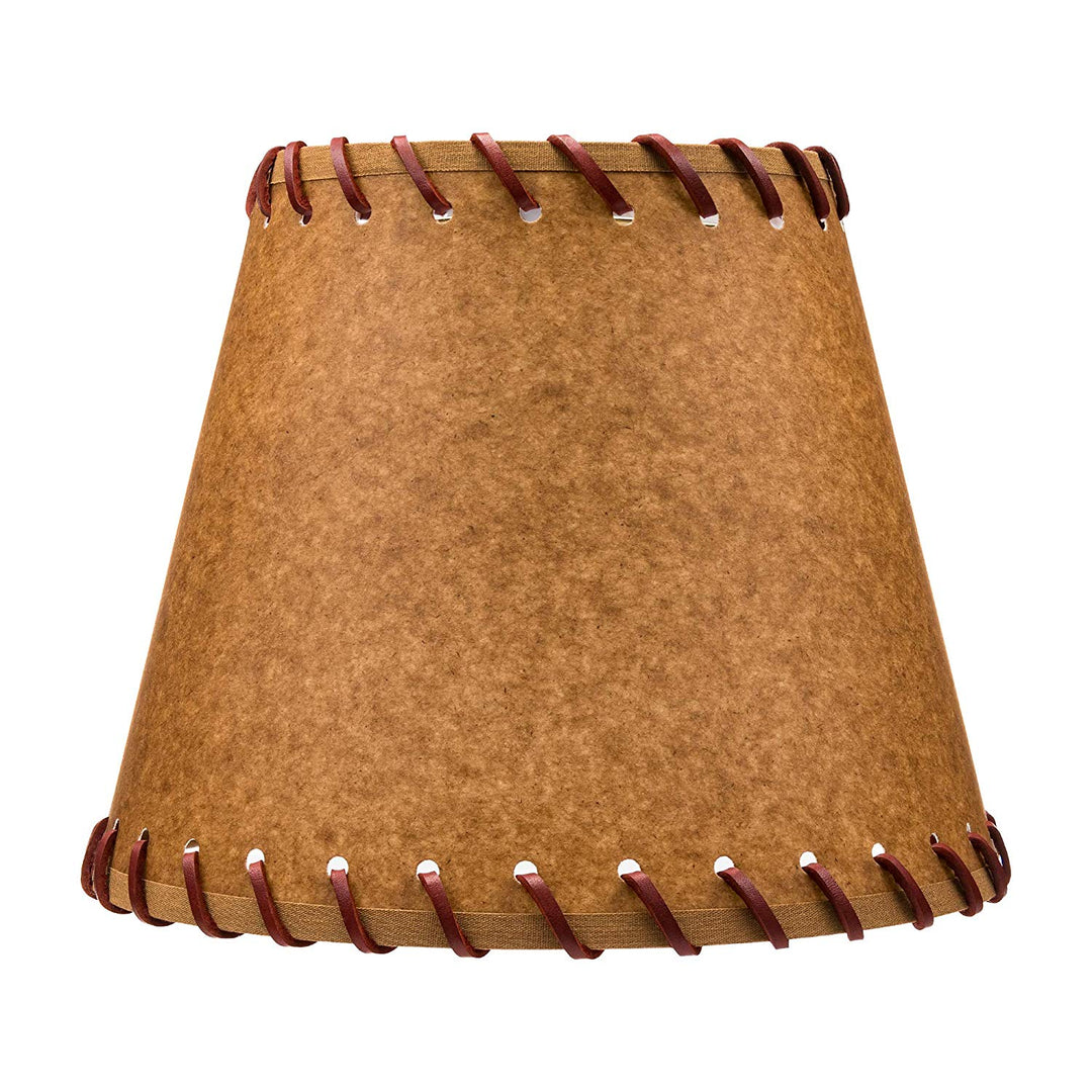 Oiled Parchment 10 Inch Empire Clip On Lamp Shade with Stitched Trim