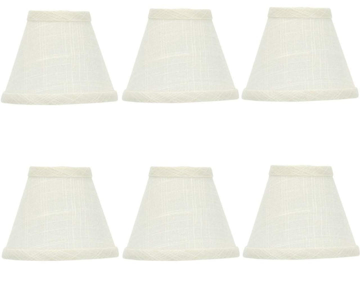 UpgradeLights Set of 6 Linen Five Inch Chandelier Lamp Shades in Off White Linen