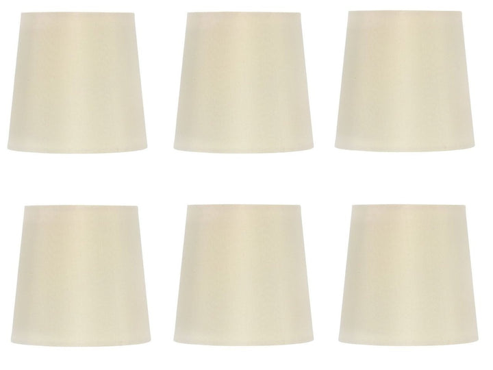 UpgradeLights Chandelier Lamp Shade 4 Inch Eggshell Retro Drum Set of Six Clips Onto Bulb