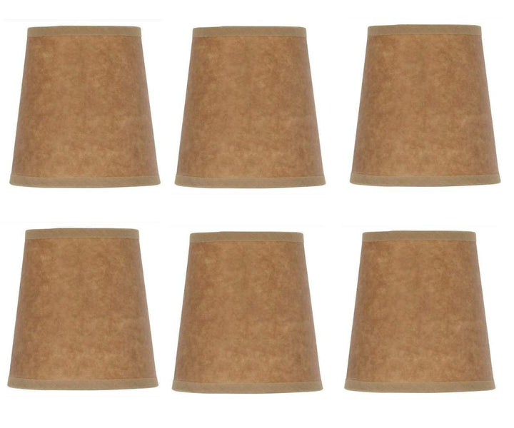 UpgradeLights Beige Oiled Parchment 4 Inch Barrel Drum Clip On Chandelier Shades (Set of 6)