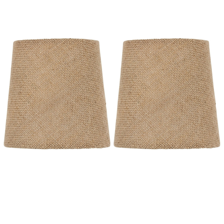 UpgradeLights 5 Inch Set of 2 Burlap Drum Chandelier Shade English Barrel Natural Burlap