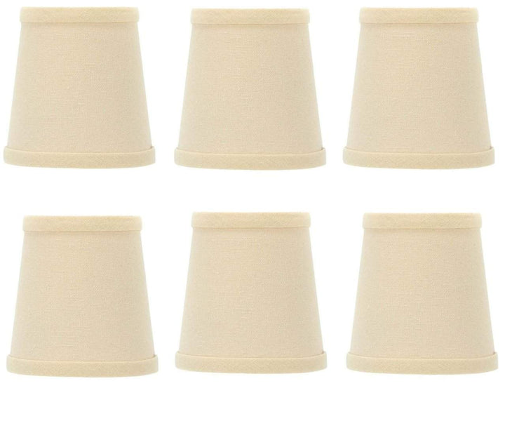 UpgradeLights Beige Linen 4 Inch Barrel Drum Clip On Chandelier Shades (Set of 6)