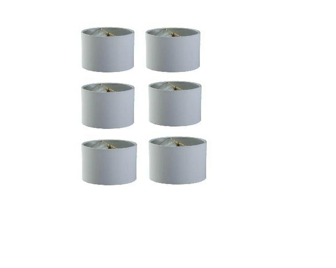 Upgradelights 5 Inch Retro Barrel Drum Clip on Chandelier Lampshade (Set of 6) (White Linen)