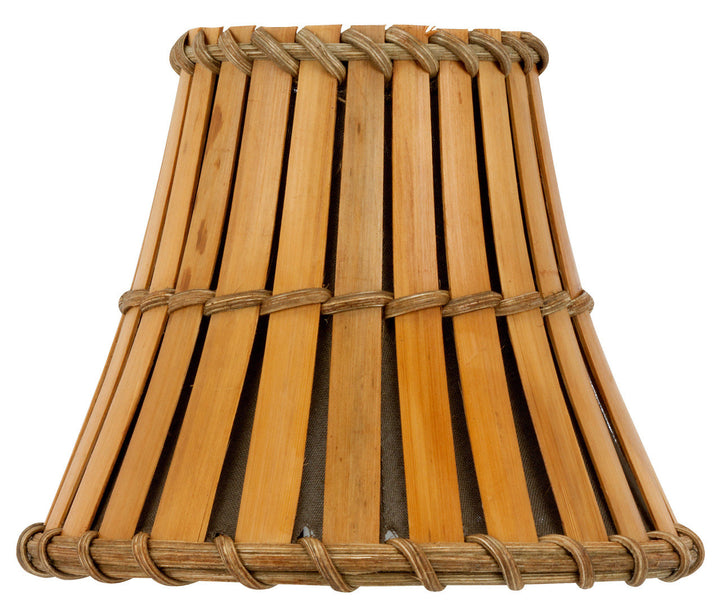 UpgradeLights All Natural Bamboo with Bronze Interior 4 Inch Flared Bell Clip On Chandelier Lampshade