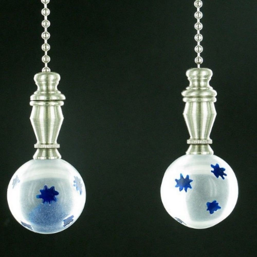 UpgradeLightsÌÎå«Ì´å Pair Brushed Nickel Ceiling Fan Pull with Stars Extensions Light Pulls