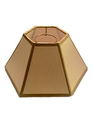 Off White with Gold Trim Hex Chimney Fitter Lampshade (14 Inch)