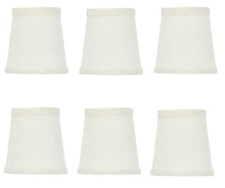 Upgradelights White Linen 4 Inch Retro Drum Clip On Chandelier Lampshades (Set of 6)