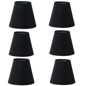 UpgradeLights Set of 6 Shades 5 Inch European Drum Style Chandelier Lamp Shade Mini Shade Black Silk