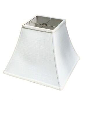 Upgradelights White Linen 12 Inch Square Bell Washer Lampshade with Matching Harp and Finial