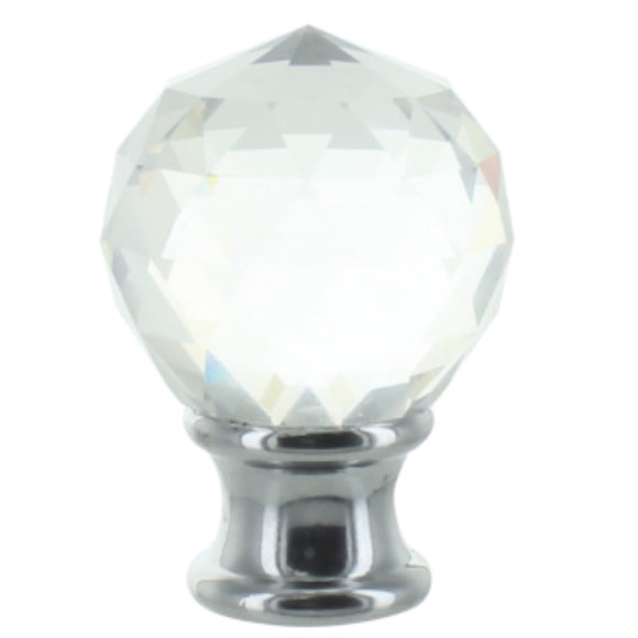 Upgradelights Clear Faceted Crystal Orb Finial with Chrome Base
