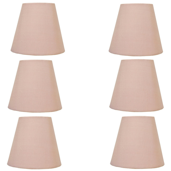 UpgradeLights Chandelier Lamp Shades Clip on 5 Inch Soft Pink Silk Set of Six Clips Onto Bulb (Uib#20)