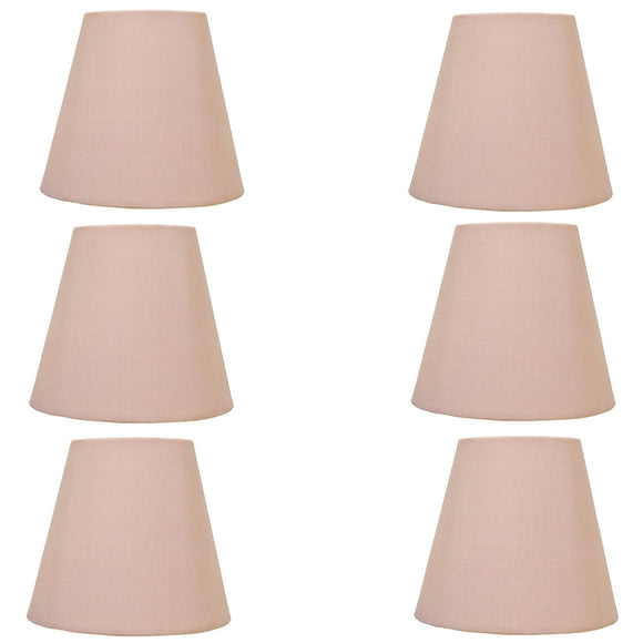 UpgradeLights Chandelier Lamp Shades Clip on 5 Inch Soft Pink Silk Set of Six Clips Onto Bulb (Uib#20)