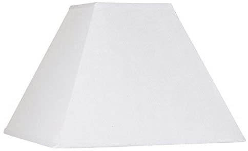White Linen Square Mission Style 12 Inch Washer Fitted Lampshade with Matching Harp and Finial