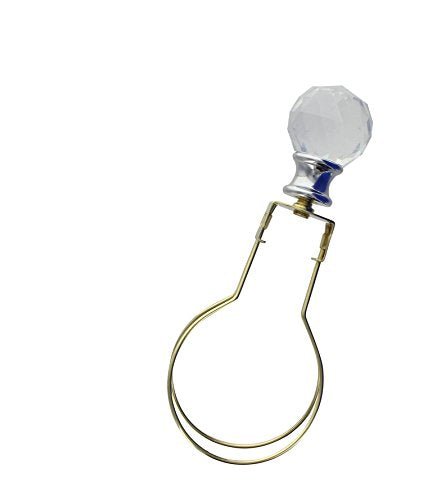 Upgradelights Brass Bulb Clip with Clear Faceted Crystal Orb Finial Attachment