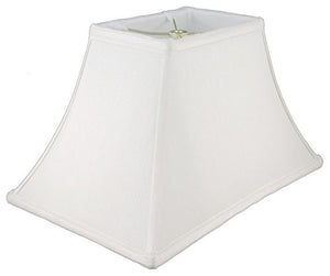 Upgradelights White Silk 14 Inch Rectangle Bell Washer Lampshade Replacement with Matching Harp and Finial