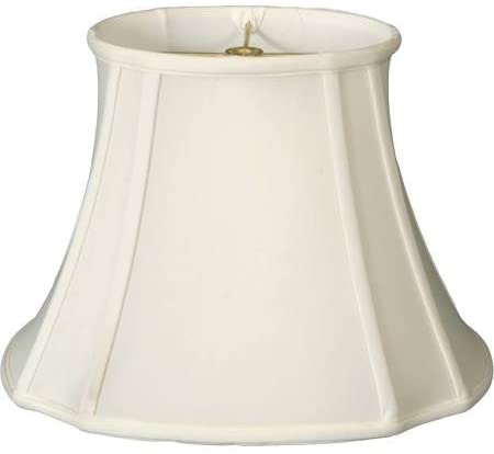 White Shantung Silk 13 Inch Scalloped Cut Corner Lampshade with Matching Harp and Finial