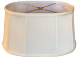 Off White 16 Inch Shallow Retro Oval Washer Lampshade with Matching Harp and Finial