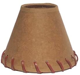 Oiled Parchment 5 Inch Tapered Drum Clip On Chandelier Lamp Shade with Stitched Trim