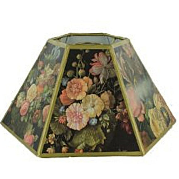 UpgradeLights Black Floral 10 Inch Hex Shaped Chimney Style Lampshade Replacement