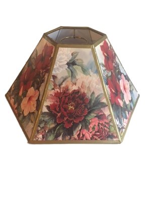 Upgradelights White Floral Hex 12 Inch Chimney Fitter Lampshade Replacement 7x12x7