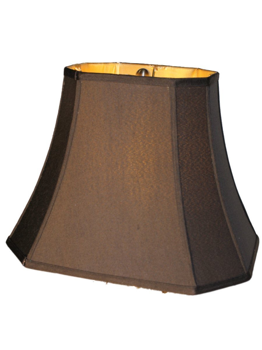 UpgradeLights 16 Inch Silk Shantung Black Lamp Shade Rectangle Cut Corner Gold Fabric Lining