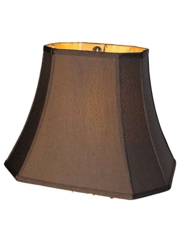 UpgradeLights 16 Inch Silk Shantung Black Lamp Shade Rectangle Cut Corner Gold Fabric Lining