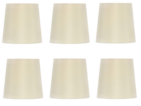 UpgradeLights Set of 6 Silk Chandelier Lamp Shades 5 Inch Euro Style Drum Eggshell Silk