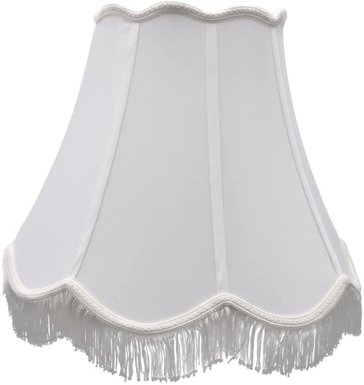 Silk Scalloped Bell 14 Inch Washer Lamp Shade with Fringe