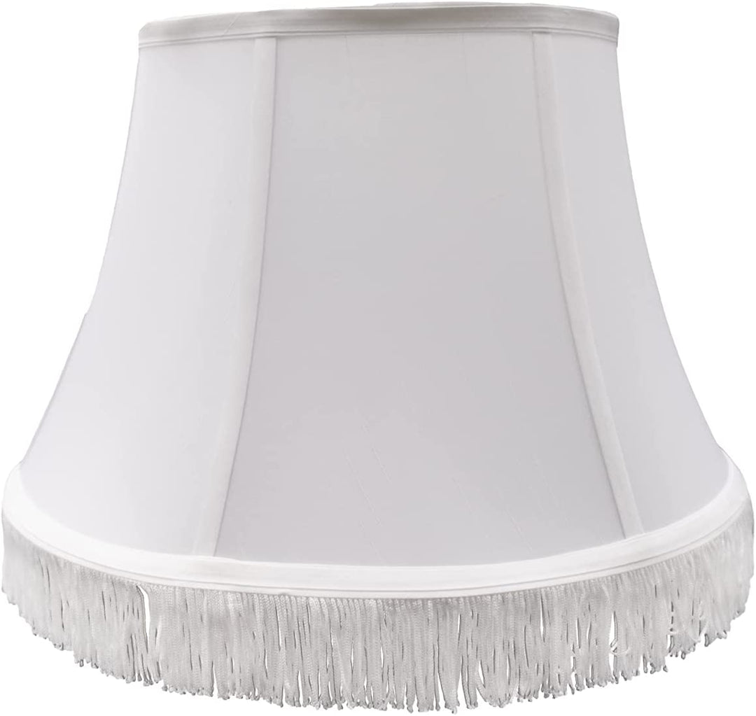 White Silk 14 Inch Bell with Fringe Floor Lamp Shade