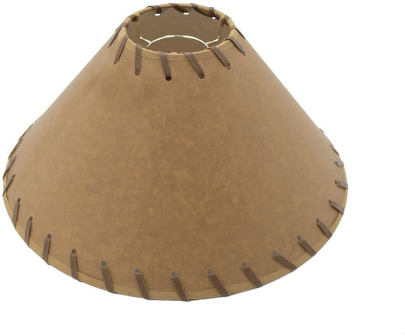 Kraft Parchment Paper Stitched Trim 10 Inch Chimney Style Lamp Shade