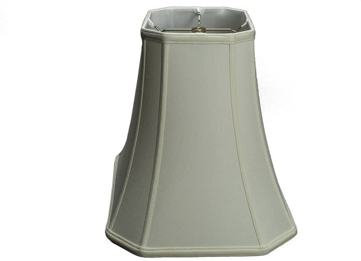 Eggshell Shantung Silk 14 Inch Rectangle Cut Corner Lamp Shade with Matching Harp and Finial