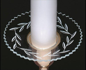 Upgradelights Clear Glass Bobeche with Etched Design Candle Ring Wax Catcher