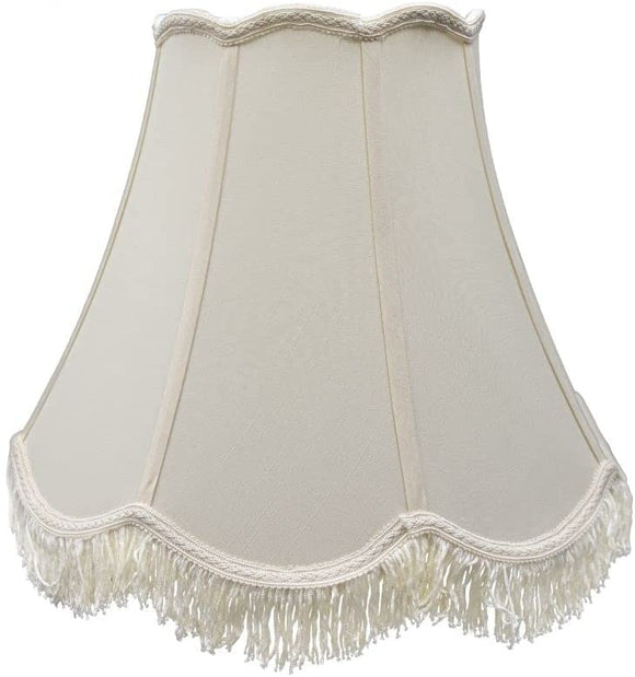 Silk Scalloped Bell 12 Inch Washer Lamp Shade with Fringe