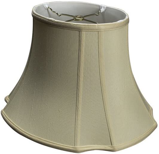 Eggshell Shantung Silk 17 Inch French Oval Lampshade with Matching Harp and Finial