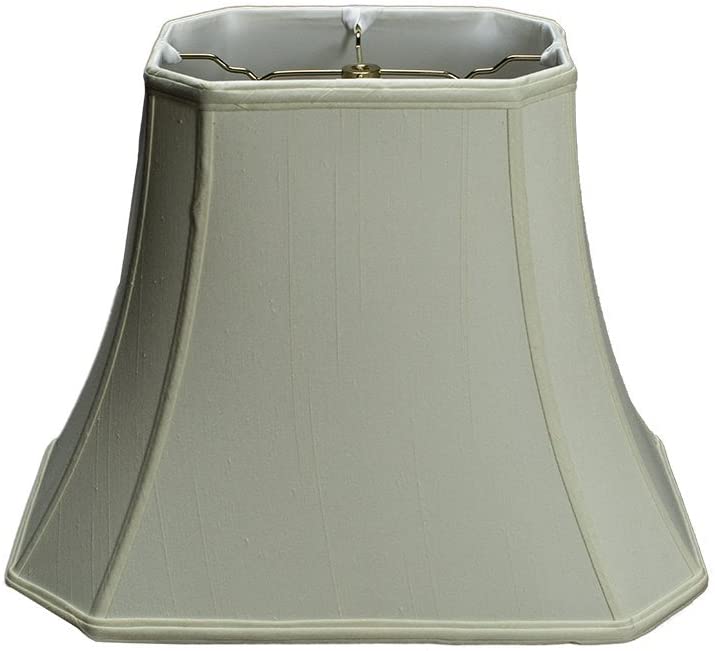 Eggshell Shantung Silk 16 Inch Rectangle Cut Corner Lamp Shade with Matching Harp and Finial
