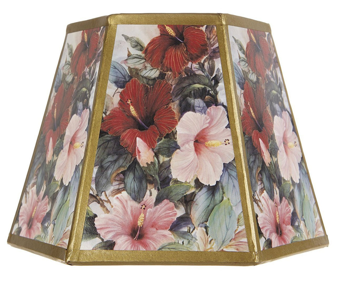 Upgradelights Floral Printed Panel 8 Inch Hex Clip On Lampshade