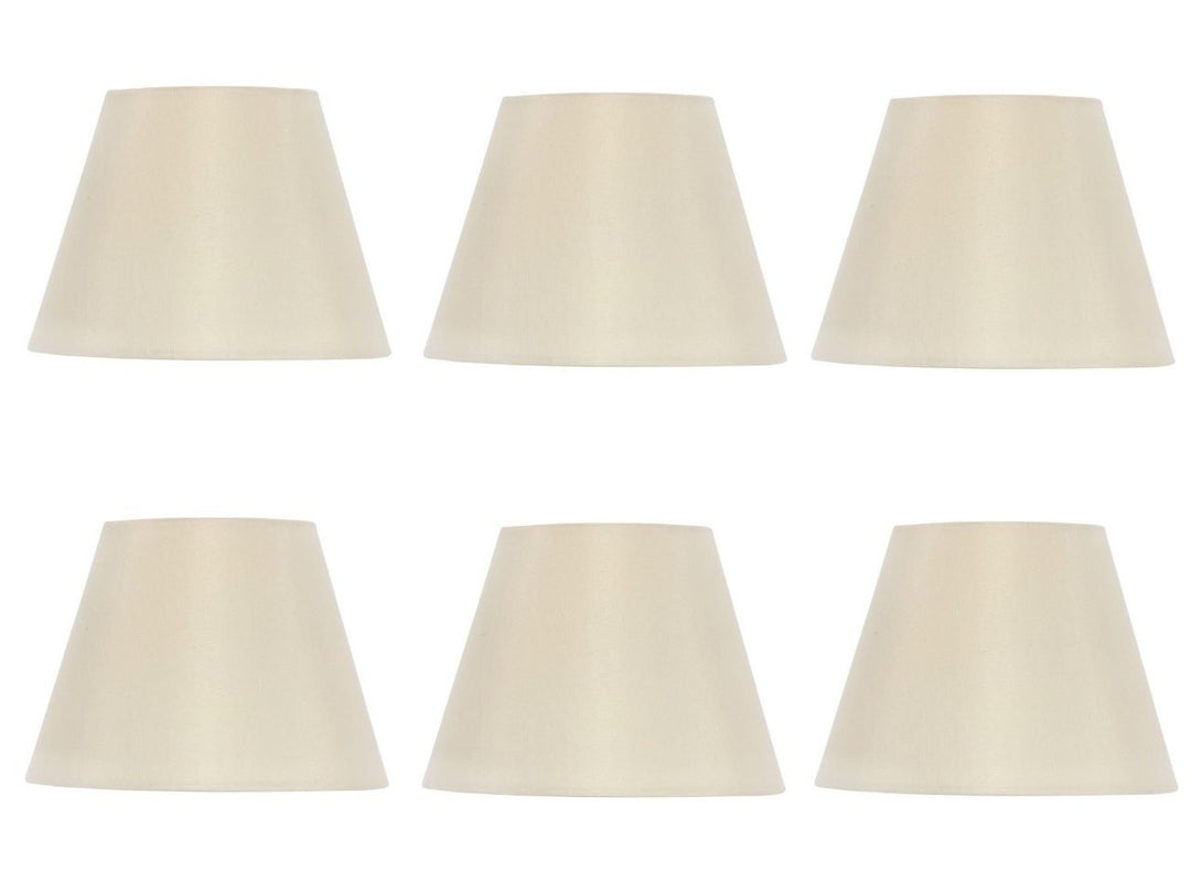 UpgradeLights Set of Six European Drum Style Chandelier Lamp Shade 6 Inch Eggshell Silk Clips Onto Bulb
